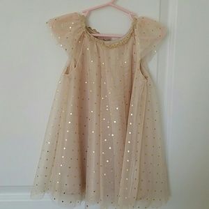 H&M girl metallic gold dots dress 12-18m